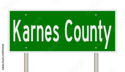 Rendering of a green 3d highway sign for Karnes County photo