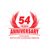 54 years logo design template. 54th anniversary vector and illustration.
