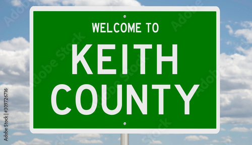 Rendering of a green 3d highway sign for Keith County photo
