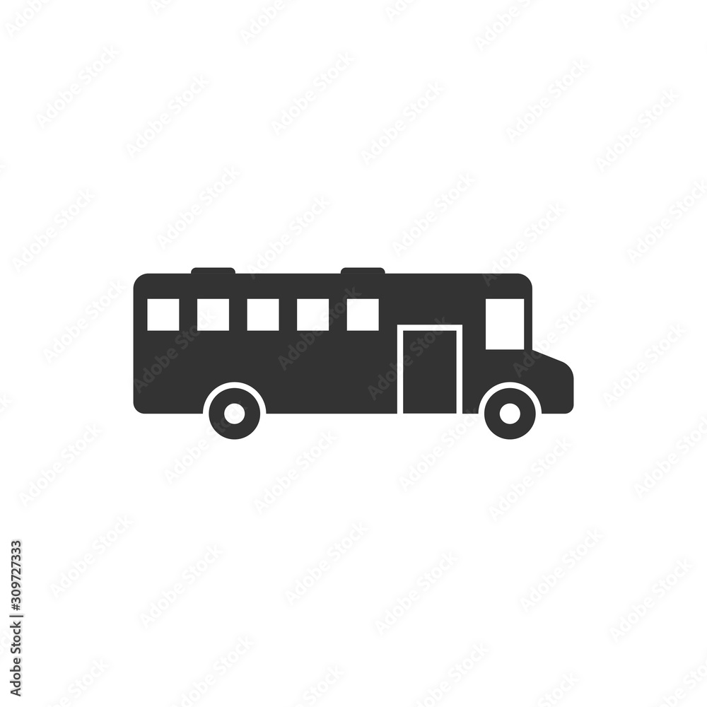 Bus icon in flat style. Coach vector illustration on white isolated background. Autobus vehicle business concept.