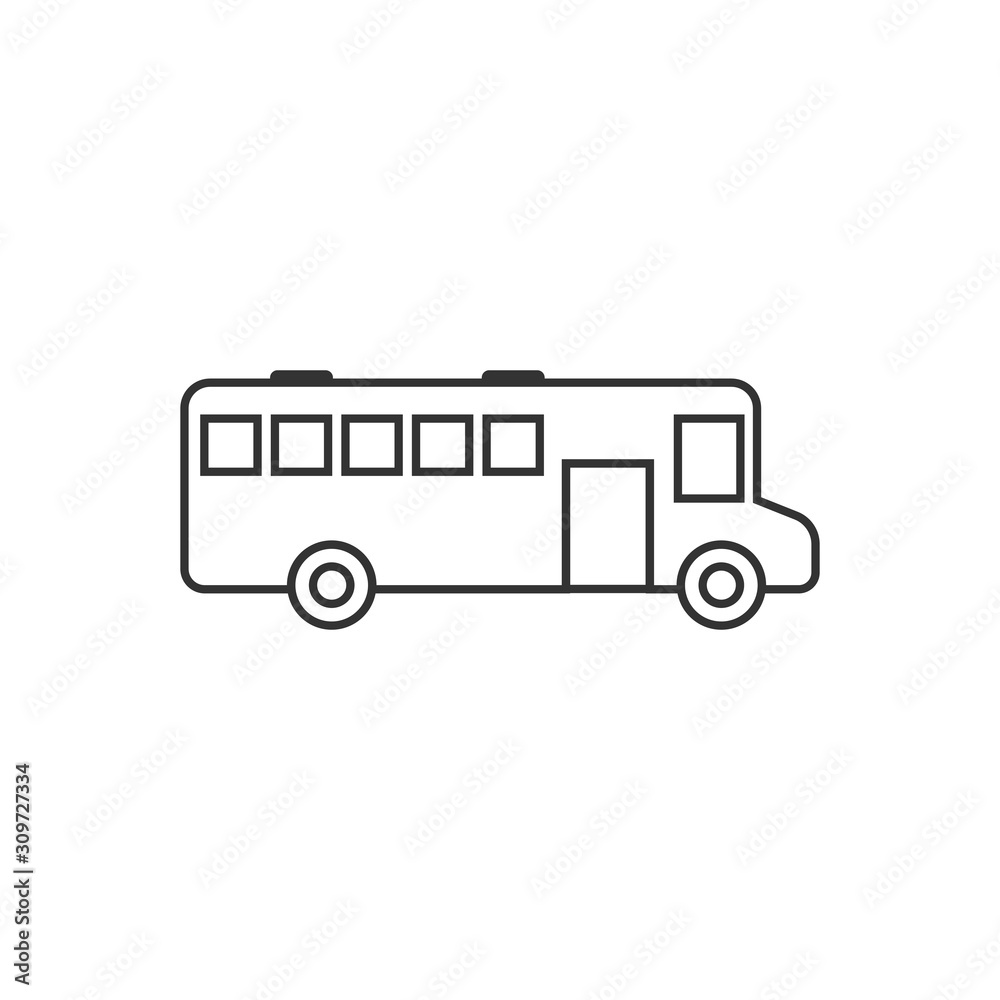 Bus icon in flat style. Coach vector illustration on white isolated background. Autobus vehicle business concept. Bus icon in flat style. Coach vector illustration on white isolated background. Autobus vehicle business concept.