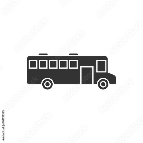 Bus icon in flat style. Coach vector illustration on white isolated background. Autobus vehicle business concept.