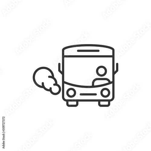 Bus icon in flat style. Coach vector illustration on white isolated background. Autobus vehicle business concept.