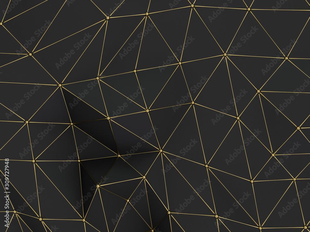 Abstract polygonal pattern luxury dark. 3D