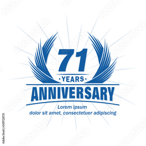 71 years logo design template. 71st anniversary vector and illustration.