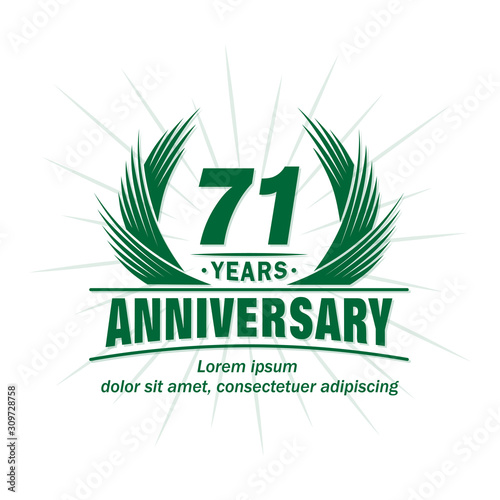 71 years logo design template. 71st anniversary vector and illustration.