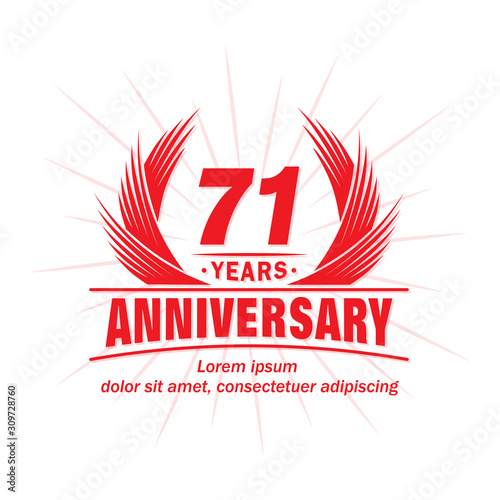 71 years logo design template. 71st anniversary vector and illustration.