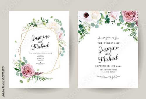 Geometric floral vector design frames