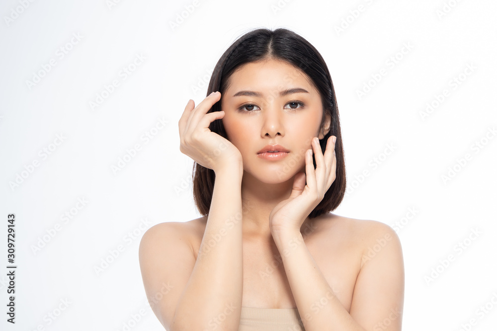 Beautiful Young Asian Woman short hair with Clean Fresh Skin. Face care, Facial treatment, Cosmetology, beauty and healthy skin and cosmetic ideas concept. Beautiful Young Asian Woman short hair with Clean Fresh Skin. Face care, Facial treatment, Cosmetology, beauty and healthy skin and cosmetic ideas concept.