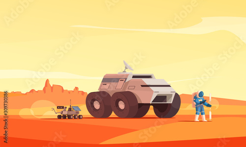 Mars Colonization Landscape Composition 