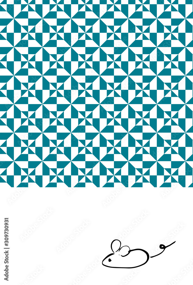 ポストカード シンプル 和 柄 切り違い枡 ネズミ イラスト Stock Vector Adobe Stock