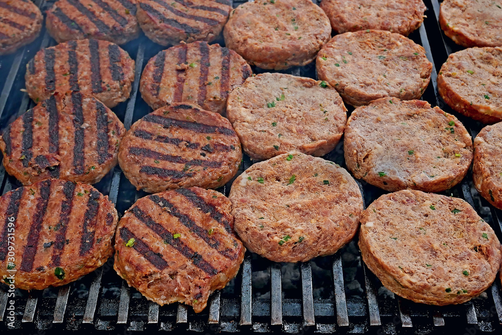 Meat cutlets fried on iron bars Meat cutlets fried on iron bars