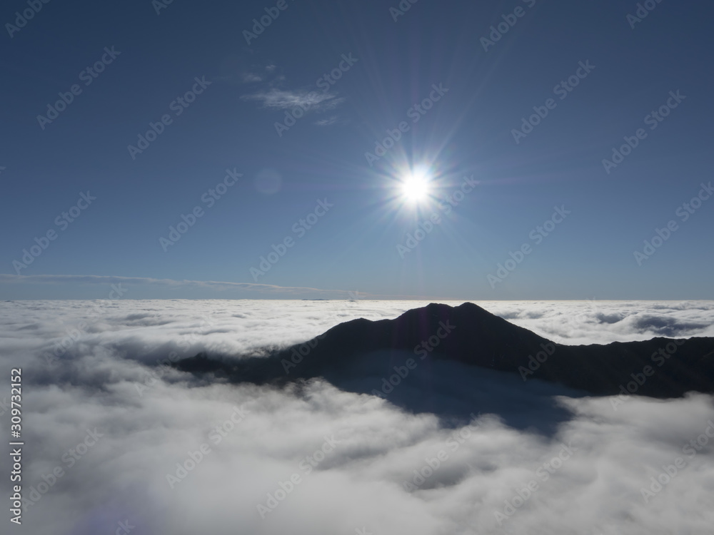 Snowdonia Wales aerial view with cloud inversion weather