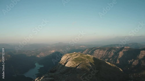 Aerial view of a swamp in Jaén, Andalusia at sunset photo