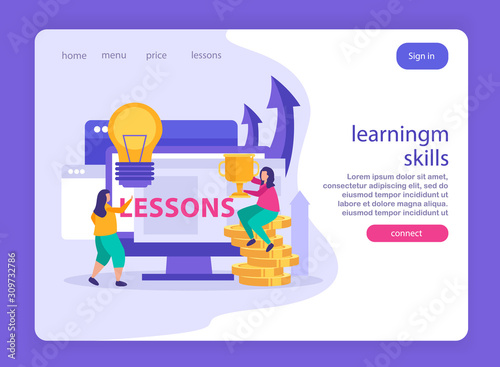 Learning Skills Flat Landing Page