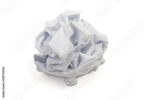 Wet paper ball. Crumpled wrinkled wastepaper