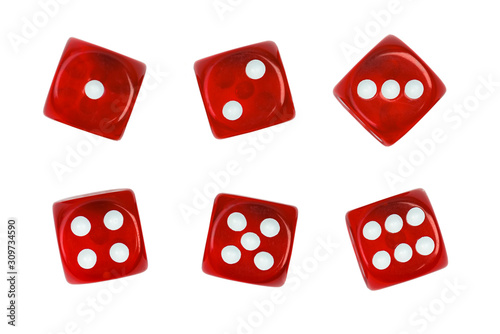 Set of red dice isolated photo