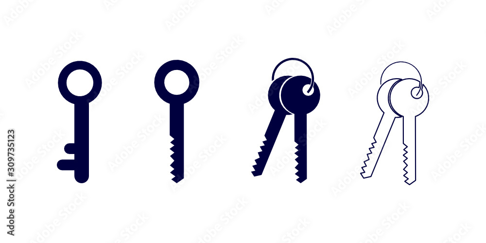 Set of keys on white background. Vector illustration Set of keys on white background. Vector illustration