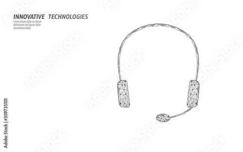 Customer service 3D manager concept. AI assistance headphone call center hotline. Client support consultant online help information. Telemarketing helpdesk technology. Headset job vector illustration