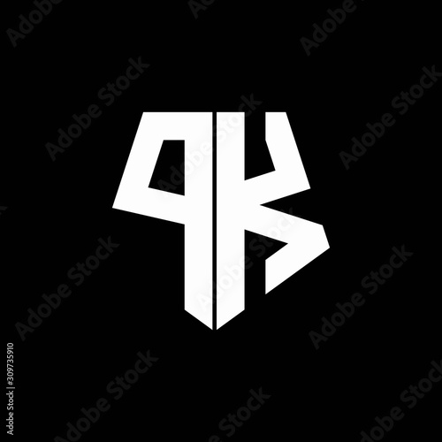 PK logo monogram with pentagon shape style design template