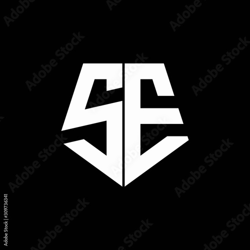 SE logo monogram with pentagon shape style design template