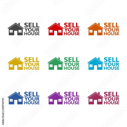 Sell Your House color icon set isolated on white background