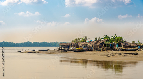 Fototapeta Naklejka Na Ścianę i Meble -  Joymoni village on the banks of the river Sela in Sundarbans national park - Bangladesh