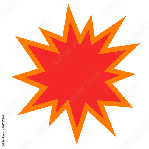 Explosion or bomb blast vector icon flat cartoon design, comic empty burst or blank flash isolated on white background clipart