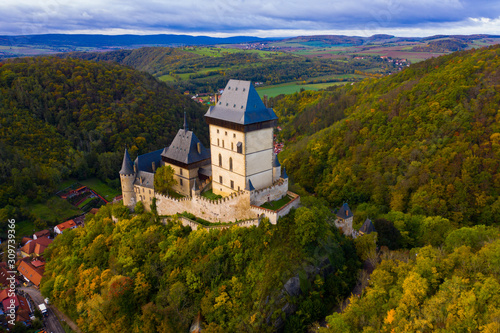 View of medieval castle Karlstejn Castle. Czech Republic © JackF