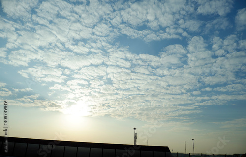 sunset and cloudy sky in winter