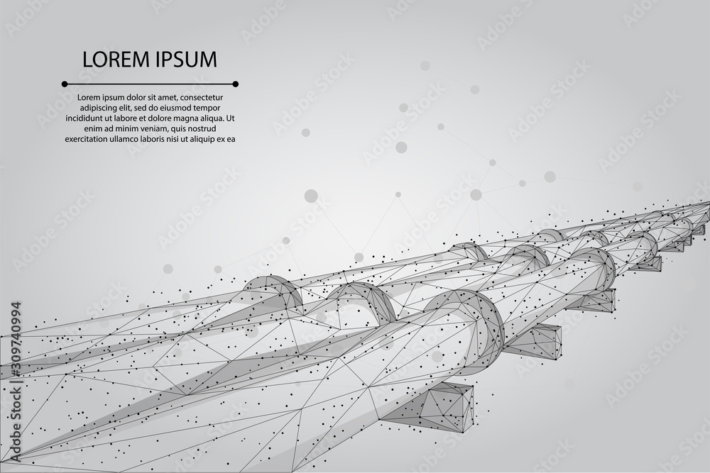 Obraz premium Abstract mash line and point Oil pipeline. Petroleum fuel industry transportation line connection dots blue vector illustration