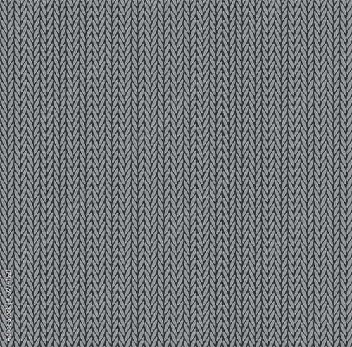 Knit texture gray color. Vector seamless pattern fabric. Knitting background flat design.