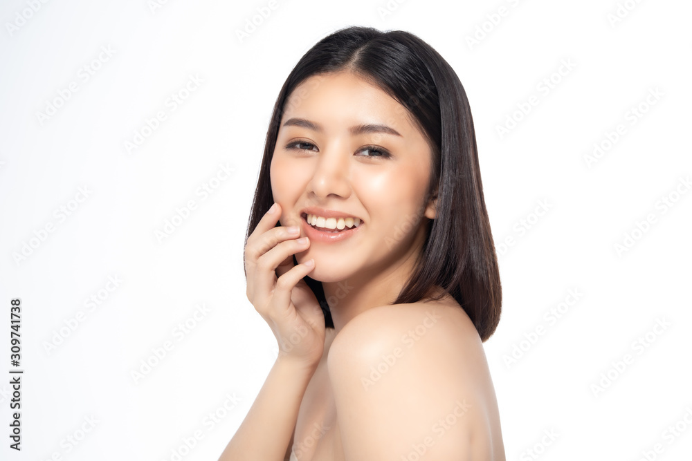 Beautiful Young Asian Woman short hair with Clean Fresh Skin. Face care, Facial treatment, Cosmetology, beauty and healthy skin and cosmetic ideas concept. Beautiful Young Asian Woman short hair with Clean Fresh Skin. Face care, Facial treatment, Cosmetology, beauty and healthy skin and cosmetic ideas concept.