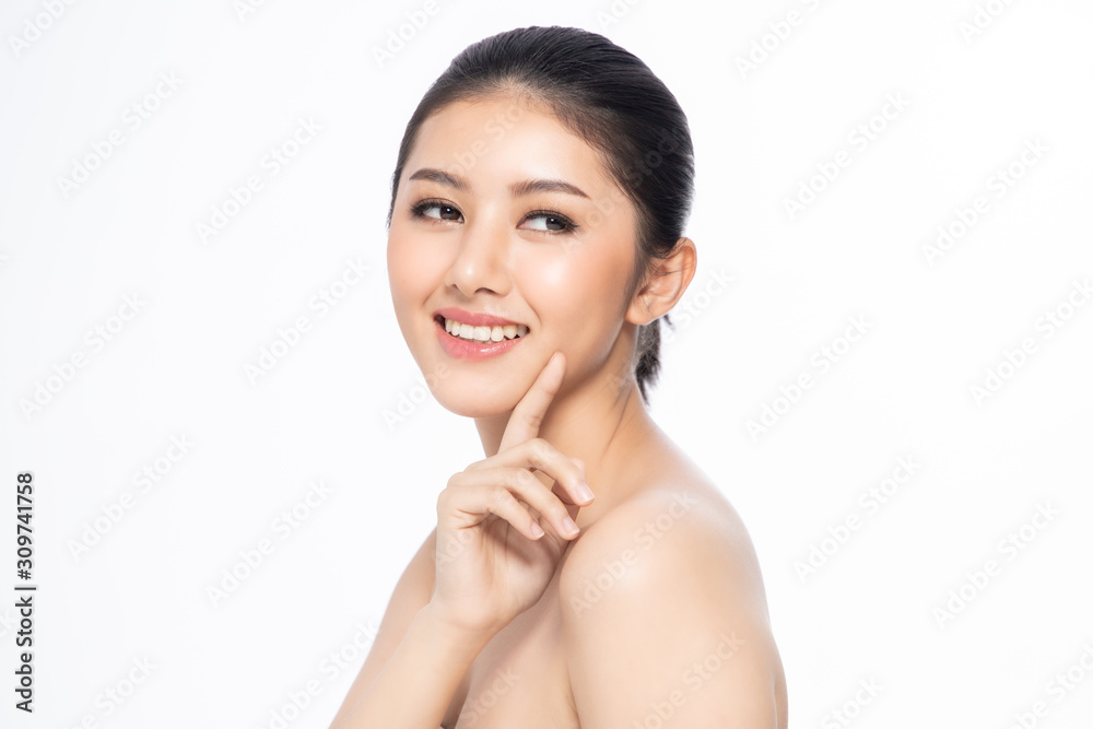 Beautiful Young Asian Woman short hair with Clean Fresh Skin. Face care, Facial treatment, Cosmetology, beauty and healthy skin and cosmetic ideas concept. Beautiful Young Asian Woman short hair with Clean Fresh Skin. Face care, Facial treatment, Cosmetology, beauty and healthy skin and cosmetic ideas concept.
