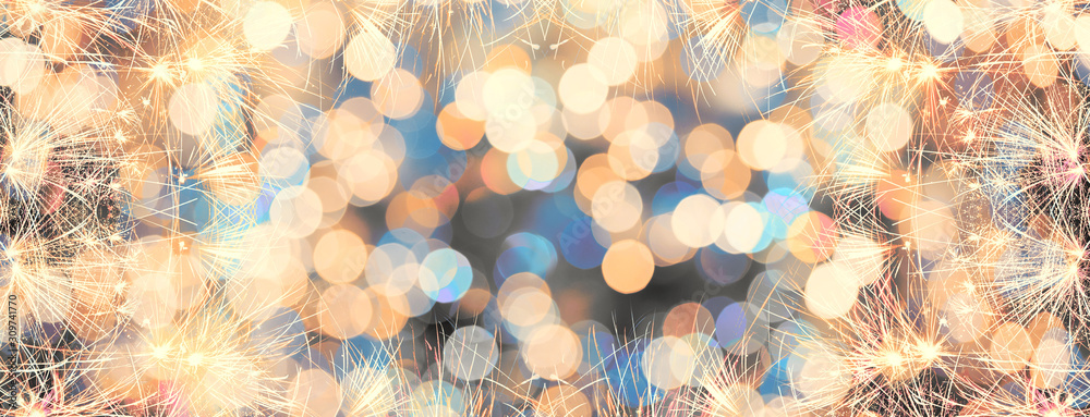 Firework with bokeh background