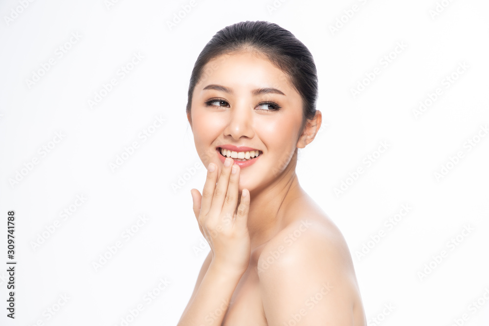 Beautiful Young Asian Woman short hair with Clean Fresh Skin. Face care, Facial treatment, Cosmetology, beauty and healthy skin and cosmetic ideas concept. Beautiful Young Asian Woman short hair with Clean Fresh Skin. Face care, Facial treatment, Cosmetology, beauty and healthy skin and cosmetic ideas concept.