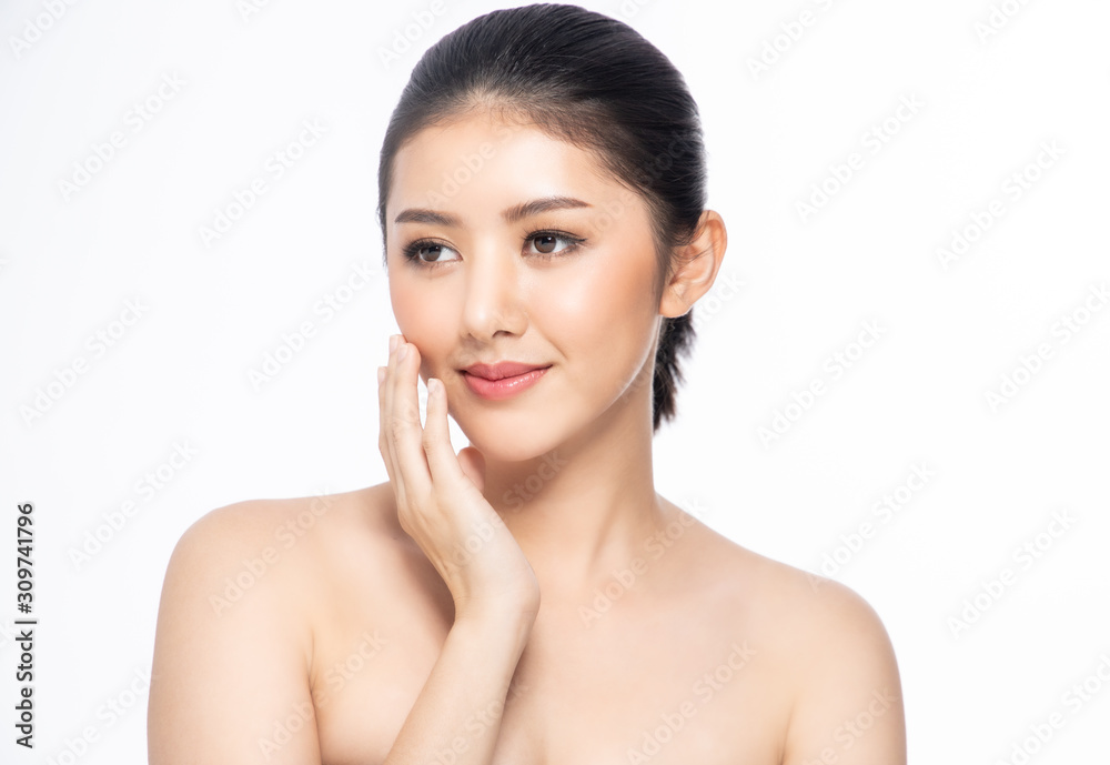 Beautiful Young Asian Woman short hair with Clean Fresh Skin. Face care, Facial treatment, Cosmetology, beauty and healthy skin and cosmetic ideas concept. Beautiful Young Asian Woman short hair with Clean Fresh Skin. Face care, Facial treatment, Cosmetology, beauty and healthy skin and cosmetic ideas concept.