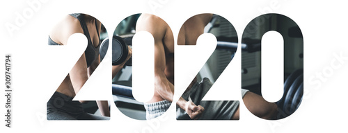 Obraz na plátně Fitness Sport New year 2020 concept