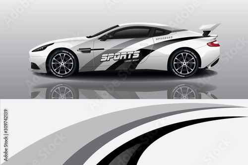 sport car decal wrap design vector