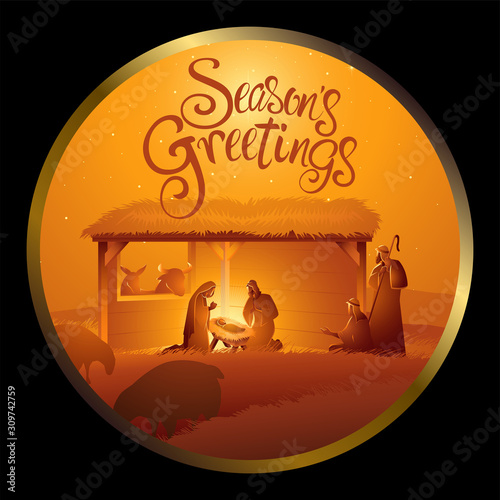 Nativity Scene of The Holy Family In Stable