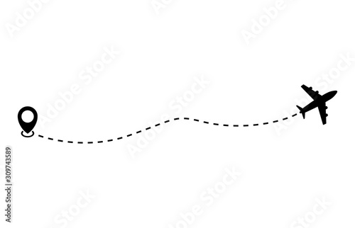 Plane and track icon on a white background. Vector illustration