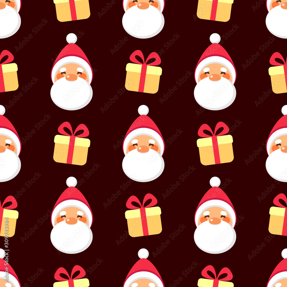 Happy Santa face with gift pattern Happy Santa face with gift pattern