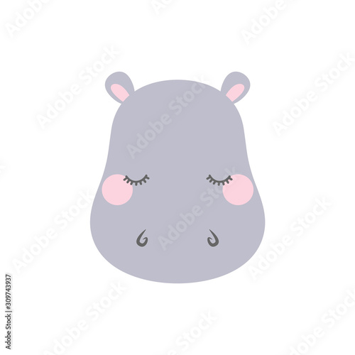 Cute hippo sleepy face