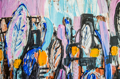 Hand drawn acrylic painting. Abstract art background. Acrylic painting on canvas.