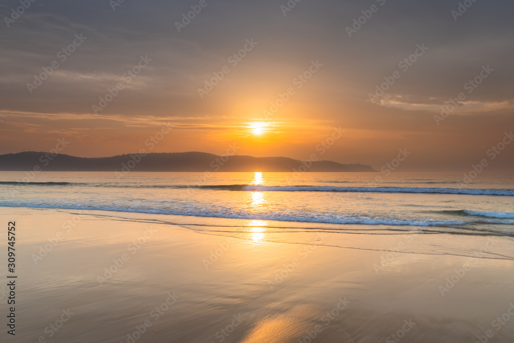 Golden Hour Hazy Sunrise Seascape