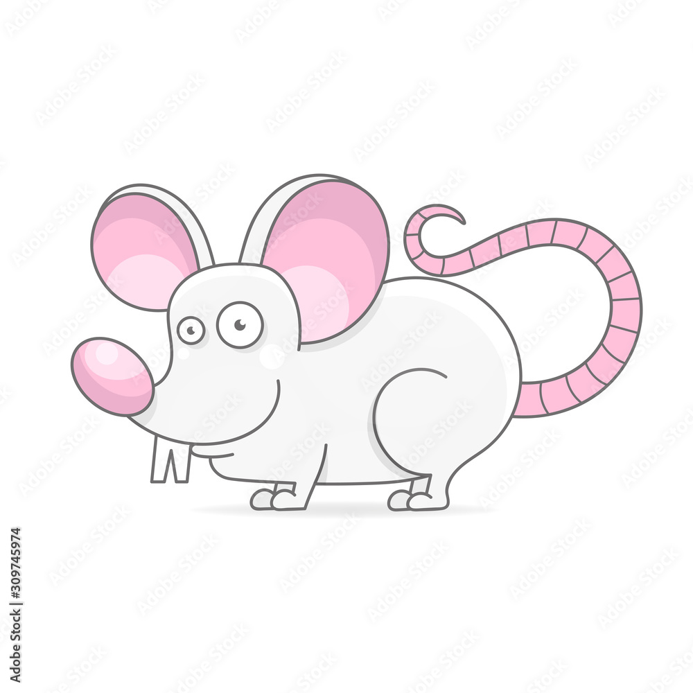 Fototapeta premium White Mouse - Illustration Isolated on White Background