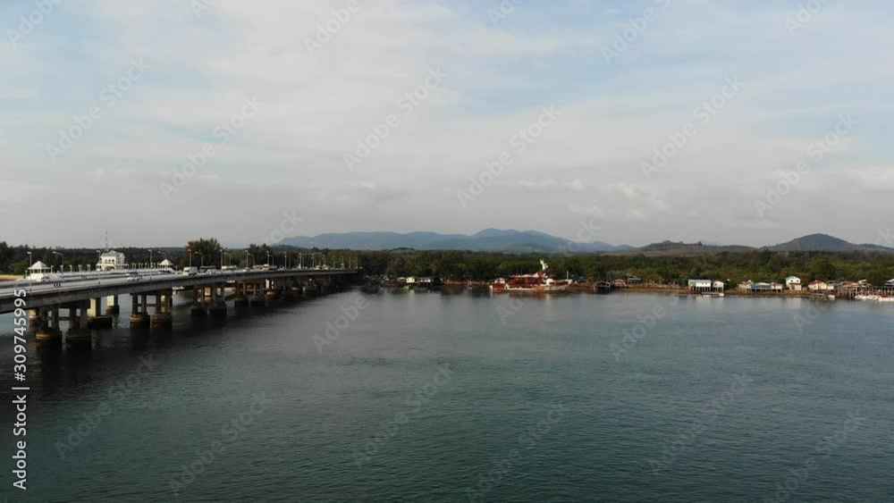 aerial view Sarasin bridge connect Phang Nga province to Phuket island aerial view Sarasin bridge connect Phang Nga province to Phuket island