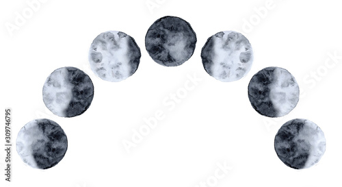 Watercolor lunar eclipse isolated on white background modern space design