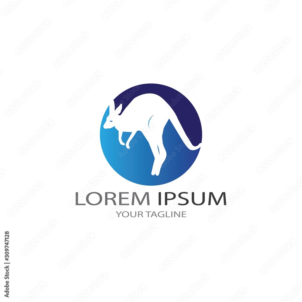 Obraz premium Kangaroo logo vector template icon