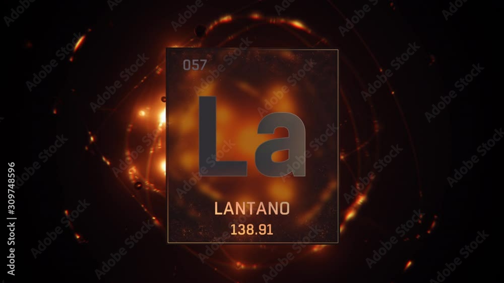 Lanthanum as Element 57 of the Periodic Table. Seamlessly looping 3D ...